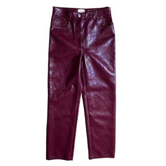 Aritzia Wilfred The Melina High Waisted Plum Vegan Leather Pants Size 2 - Picture 2 of 12
